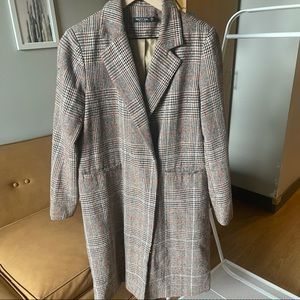 Plaid longline blazer jacket